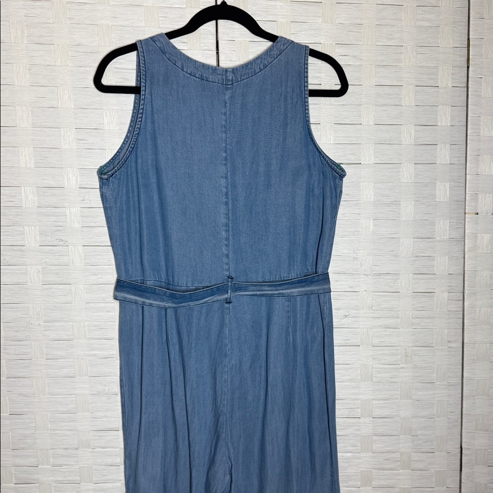 Velvet Heart Chambray Tencel Half Button Down Cropped Jumpsuit with Belt Size M - Picture 5 of 11